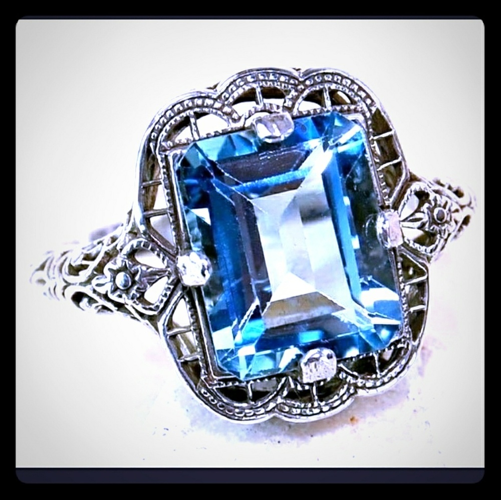 Natural Aquamarine Sky Blue .925 STERLING SILVER - Picture 2 of 3